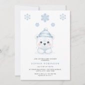 Modern Polar Bear Winter Baby Boy Shower 招待状 (正面)