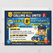 Modern Police Officer Calling All Units 誕生日 招待状 (正面)