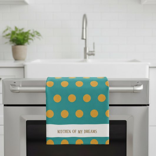 Modern Polka Dot Kitchen Towel, Personalized キッチンタオル