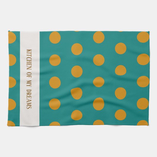 Modern Polka Dot Kitchen Towel, Personalized キッチンタオル (横)