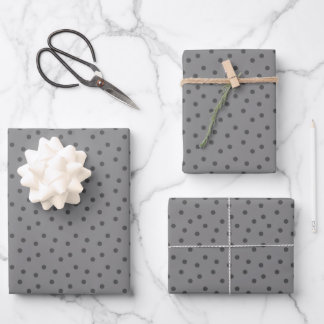 Modern Polka Dots 2 on Gray ラッピングペーパーシート