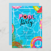 Modern Pool Party Birthday Invitation 招待状 (正面/裏面)