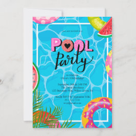 Modern Pool Party Birthday Invitation 招待状