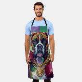 Modern Pop Art Boxer Dog Boxing Athlete エプロン (着用した状態)