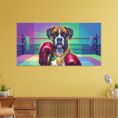 Modern Pop Art Boxer Dog Boxing Athlete キャンバスプリント (インサイチュ (リビング))
