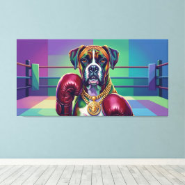 Modern Pop Art Boxer Dog Boxing Athlete キャンバスプリント