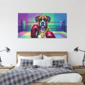 Modern Pop Art Boxer Dog Boxing Athlete キャンバスプリント (インサイチュ (寝室))