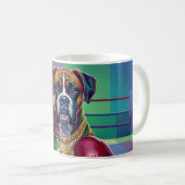 Modern Pop Art Boxer Dog Boxing Athlete コーヒーマグカップ (正面右)