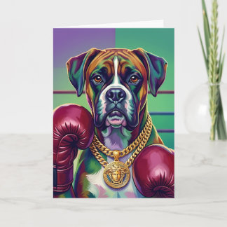 Modern Pop Art Boxer Dog Boxing Athlete サンキューカード