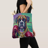 Modern Pop Art Boxer Dog Boxing Athlete トートバッグ (クローズアップ)