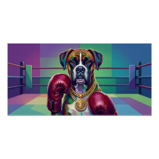 Modern Pop Art Boxer Dog Boxing Athlete ポスター