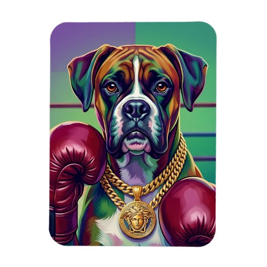 Modern Pop Art Boxer Dog Boxing Athlete マグネット (縦)