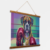 Modern Pop Art Boxer Dog Boxing Athlete 吊り下げ型タペストリー (傾斜あり)