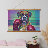 Modern Pop Art Boxer Dog Boxing Athlete 吊り下げ型タペストリー (寝室)