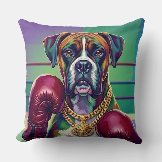 Modern Pop Art Boxer Dog Boxing Athlete 360° クッション (正面)