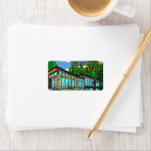 Modern Pop Art Forest Cabin Mid-Century Comic ラベル (インサイチュ)