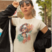 Modern-Pop-Art Frauenportrait Tシャツ