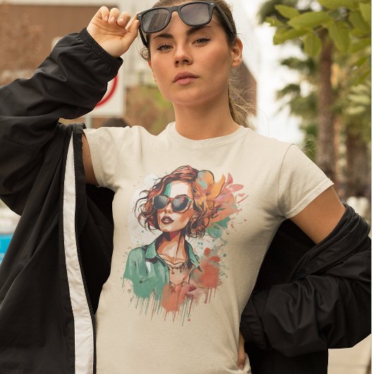 Modern-Pop-Art Frauenportrait Tシャツ