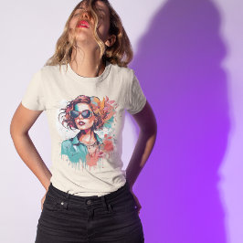 Modern-Pop-Art Frauenportrait Tシャツ