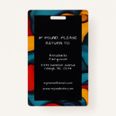 Modern Pop Art Retro Colorful Hair Makeup バッジ (裏面)