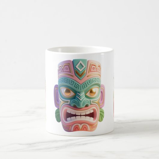 Modern Pop Art Tiki Head Mask コーヒーマグカップ (中央)