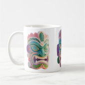 Modern Pop Art Tiki Head Mask コーヒーマグカップ (左)