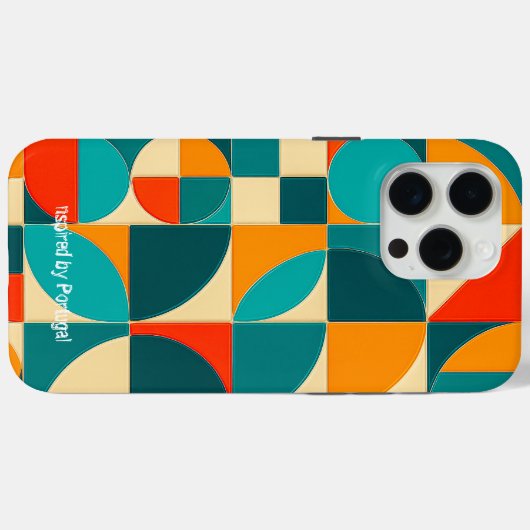 Modern Portuguese Azulejo Tile Pattern iPhone Case Case-Mate iPhoneケース (裏面 (横))