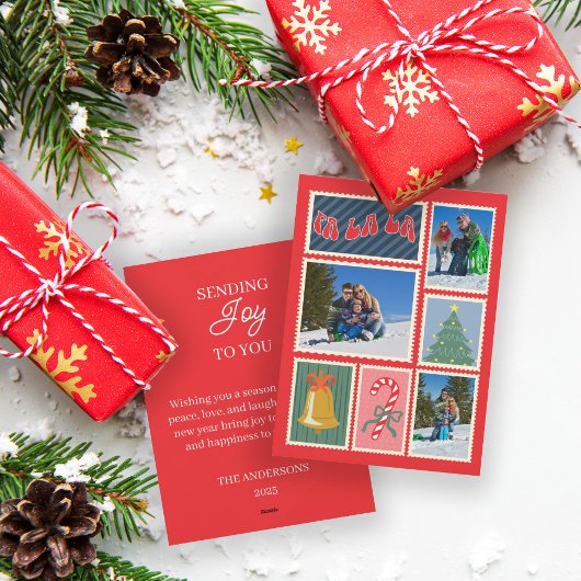 Modern Postage Stamp Holiday Photo Card シーズンカード
