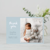 Modern Powder Blue Silver Foil Birth Announcement 箔シーズンカード (立ち正面)