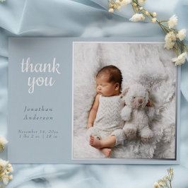 Modern Powder Blue Silver Foil Birth Announcement 箔シーズンカード