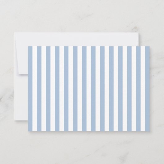 Modern Powder Blue Stripes Wedding  出欠カード (裏面)