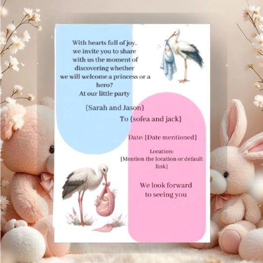 Modern Pregnancy Announcement Card - Bilingual Ara 招待状