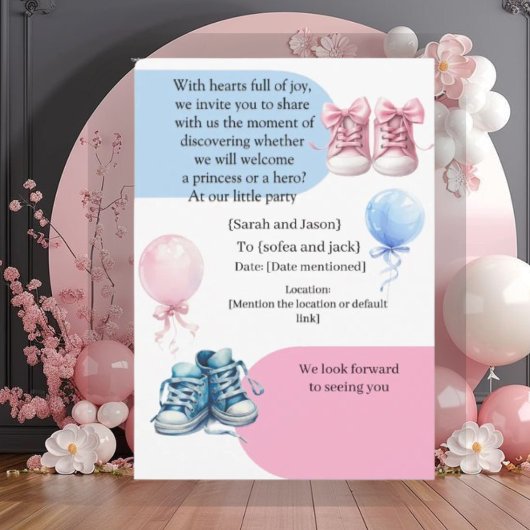Modern Pregnancy Announcement Card - Bilingual Ara 招待状