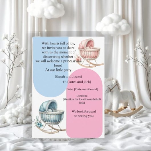 Modern Pregnancy Announcement Card - Bilingual Ara 招待状