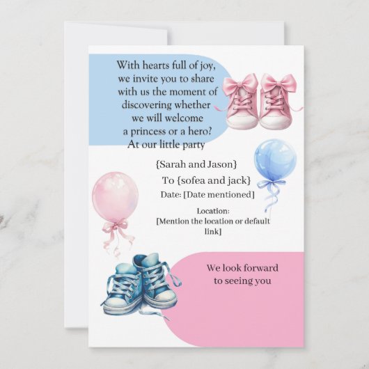 Modern Pregnancy Announcement Card - Bilingual Ara 招待状 (正面)