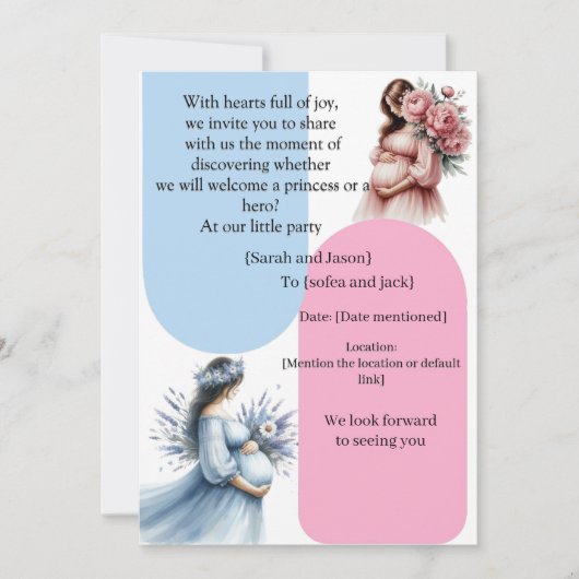 Modern Pregnancy Announcement Card - Bilingual Ara 招待状 (正面)