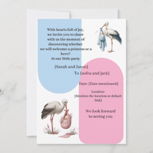 Modern Pregnancy Announcement Card - Bilingual Ara 招待状 (正面)