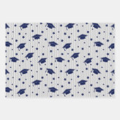 Modern Preppy Navy Blue Graduation Cap Pattern ラッピングペーパーシート (正面2)
