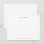 Modern Preppy Pink Personalized Flat ノートカード (正面/裏面)