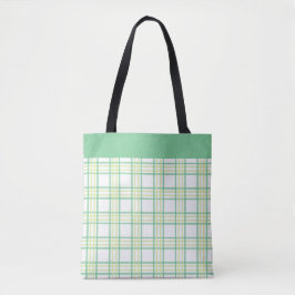 Modern Preppy Plaid Green Lime Pattern トートバッグ