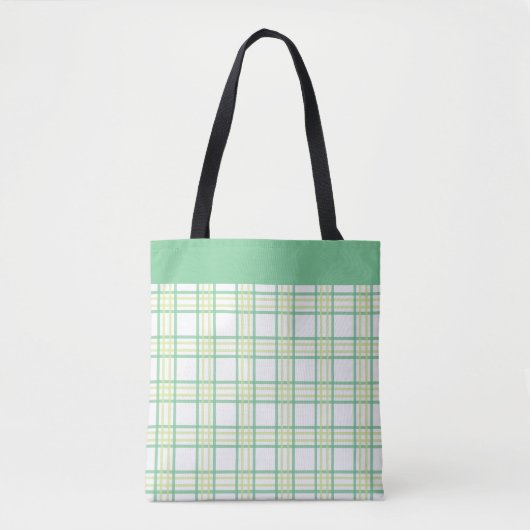 Modern Preppy Plaid Green Lime Pattern トートバッグ (正面)