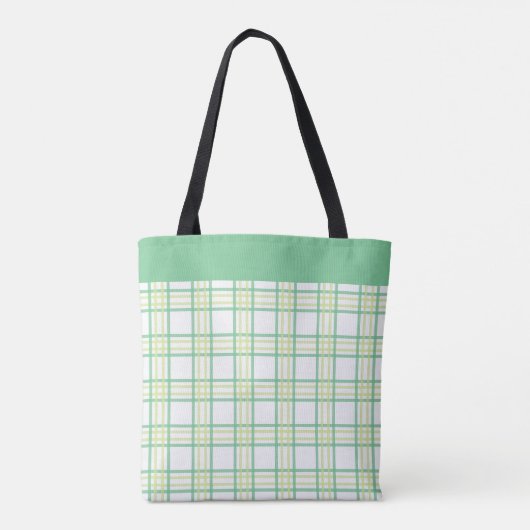 Modern Preppy Plaid Green Lime Pattern トートバッグ (裏面)