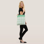 Modern Preppy Plaid Green Lime Pattern トートバッグ (モデル)