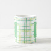 Modern Preppy Plaid Green Lime Varsity Monogram コーヒーマグカップ (中央)