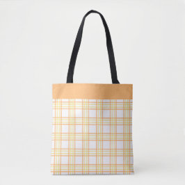 Modern Preppy Plaid Orange Yellow Pattern トートバッグ