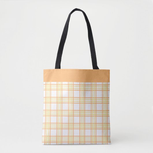 Modern Preppy Plaid Orange Yellow Pattern トートバッグ (正面)