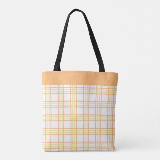 Modern Preppy Plaid Orange Yellow Pattern トートバッグ (裏面)