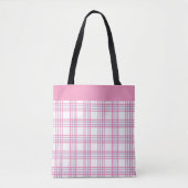 Modern Preppy Plaid Pink Purple Pattern トートバッグ (正面)