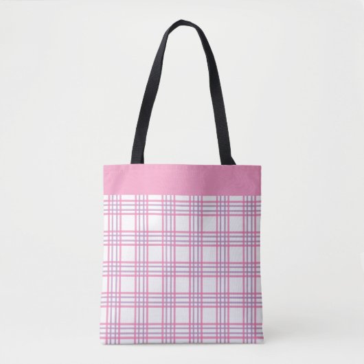 Modern Preppy Plaid Pink Purple Pattern トートバッグ (正面)