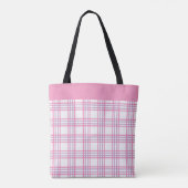 Modern Preppy Plaid Pink Purple Pattern トートバッグ (裏面)